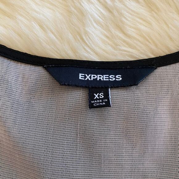 Express Black Sleeveless Satin Top with Lace Panel on Back XS - Picture 3 of 8